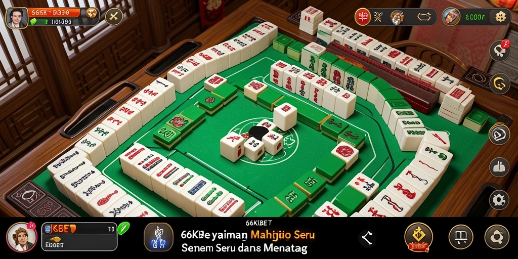 Screenshot gameplay 66KBET yang menampilkan suasana permainan Mahjong.