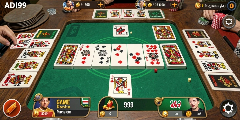 Tampilan permainan Domino yang seru dalam ADI99.