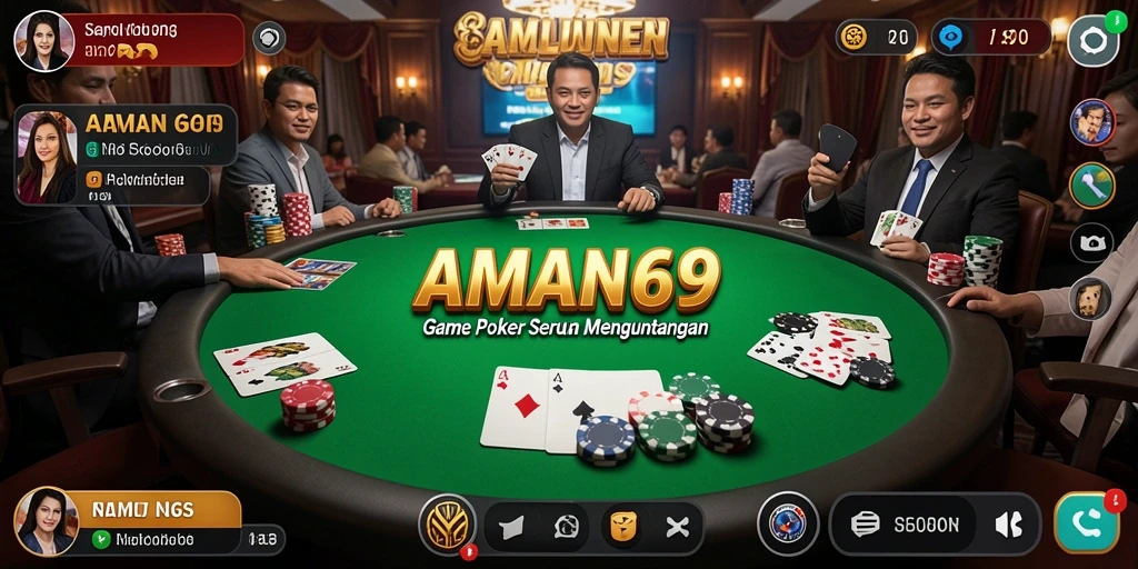 Tampilan gameplay Poker yang menarik dan interaktif di AMAN69.