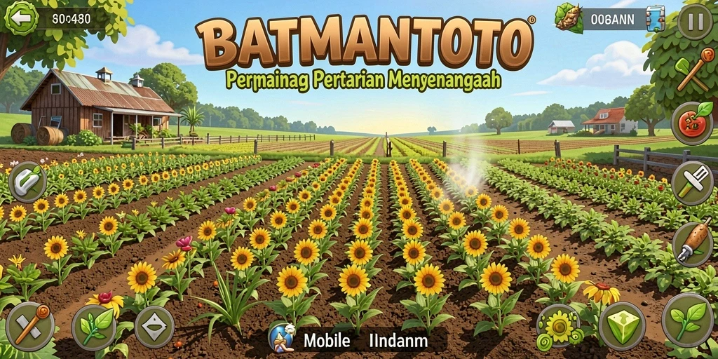 Tampilan gameplay <strong>BATMANTOTO</strong> yang menampilkan petualangan bertani yang menyenangkan.