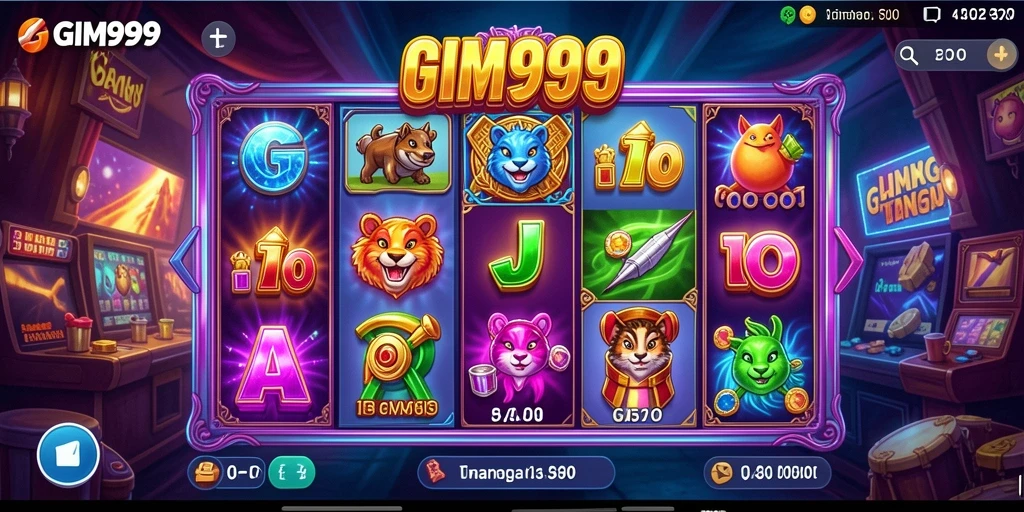 Tampilan gameplay menarik dari GIM999 dengan slot yang penuh warna.