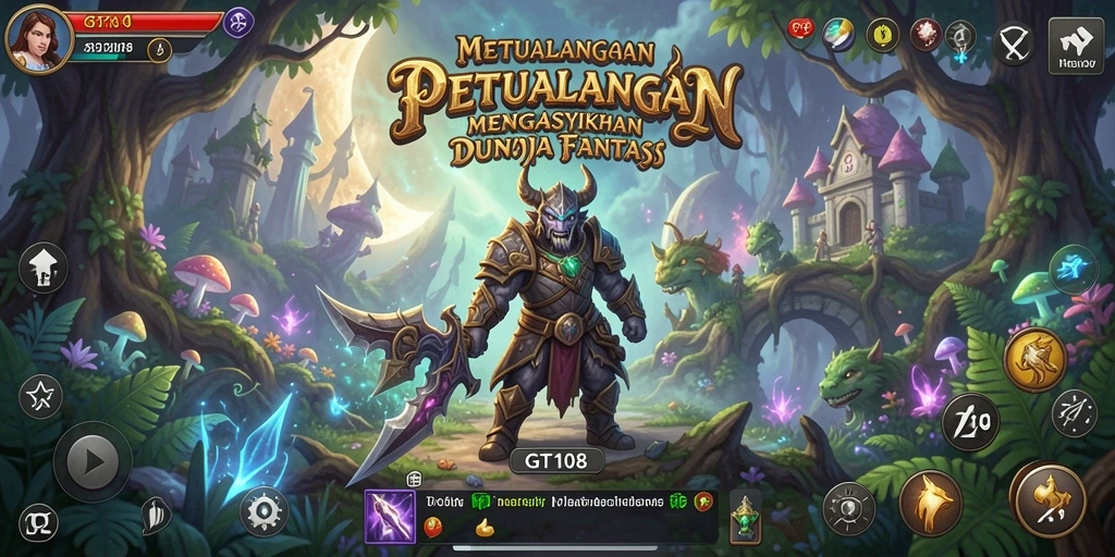 Tangkapan layar utama GT108 menampilkan adegan petualangan yang mendebarkan.