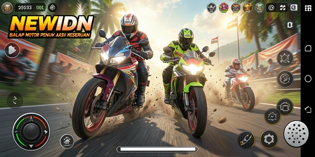 Tampilan gameplay seru dan menegangkan dari balapan motor.