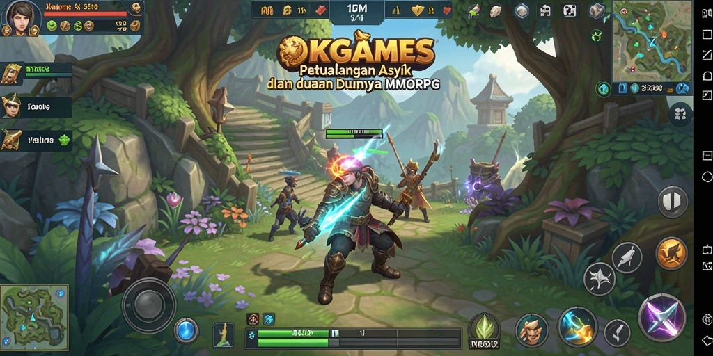 Screenshot dari gameplay OKGAMES yang menunjukkan petualangan seru dalam MMORPG.