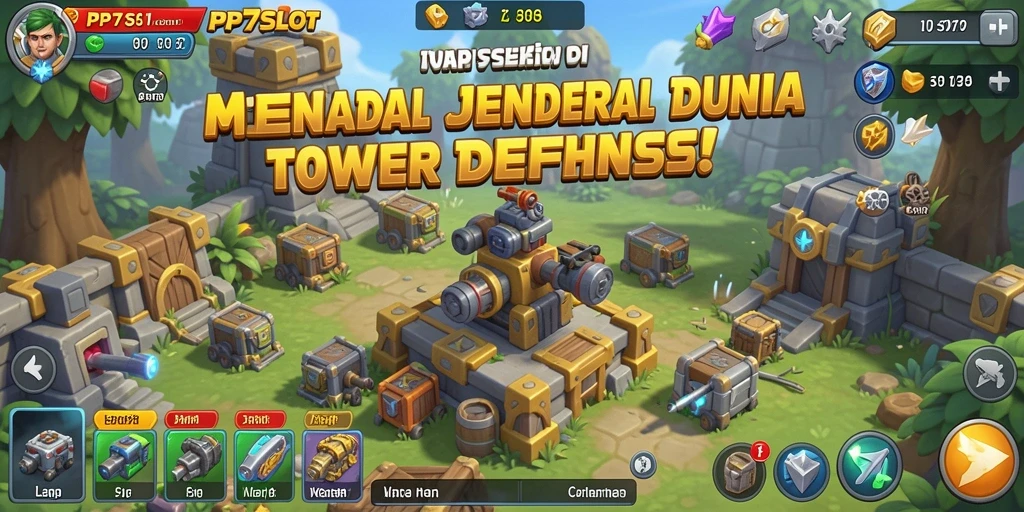 Screenshot menunjukkan aksi seru dalam permainan Tower Defense.