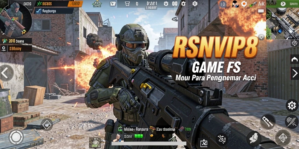 Screenshot gameplay RSNVIP8 yang menunjukkan aksi tembak-menembak yang mendebarkan.